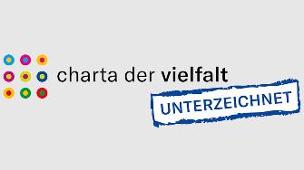 
Logo der Charta der Vielfalt, mit dem Zusatz "unterzeichnet" .